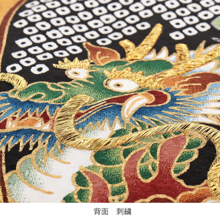 宮参り 男の子 ［兜］正絹 初着 産着 着物 正絹 ] お宮参り 男の子 初着 産着 鷹に兜 波 黒 一つ身 のしめ