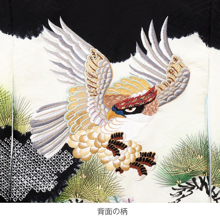 お宮参り 着物 男の子 服装 赤ちゃん 産着 掛け着 祝い着 初着 黒 白 鷹 扇 正絹 8 7 007 こだわりきもの専門店kisste 通販 Yahoo ショッピング