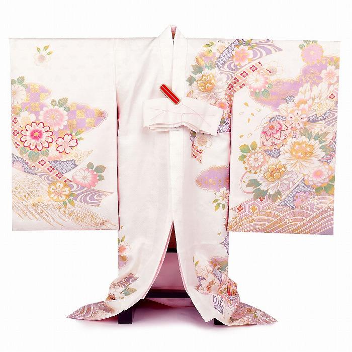 Kisste（キステ） お宮参り 着物 女の子 産着 白 藤 菊 牡丹 芍薬 万寿