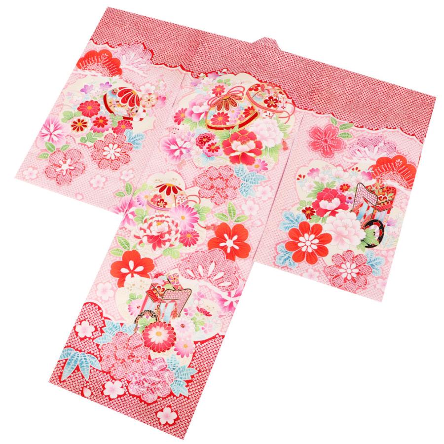 【中古品 】 お宮参り 着物 女の子 服装 赤ちゃん 産着 掛け着 祝い着 初着 赤 桃 鈴 牡丹 正絹 【KUE1006904846】(35792円)