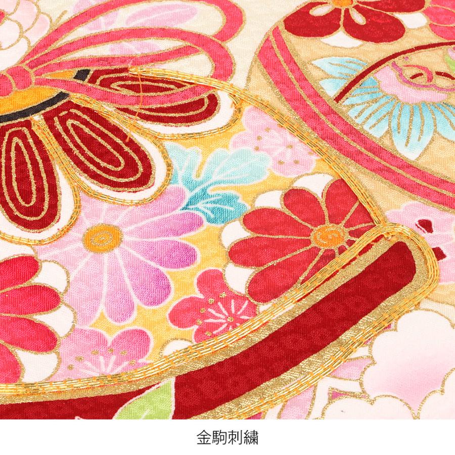 【中古品 】 お宮参り 着物 女の子 服装 赤ちゃん 産着 掛け着 祝い着 初着 赤 桃 鈴 牡丹 正絹 【KUE1006904846】(35792円)