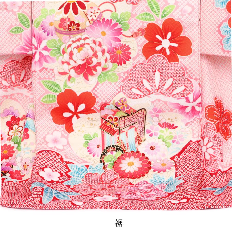 【中古品 】 お宮参り 着物 女の子 服装 赤ちゃん 産着 掛け着 祝い着 初着 赤 桃 鈴 牡丹 正絹 【KUE1006904846】(35792円)