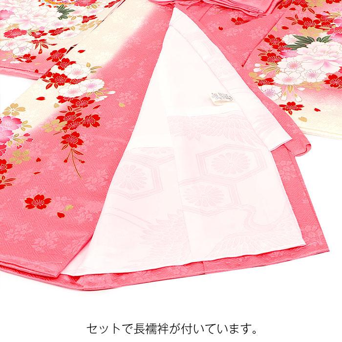 お宮参り 着物 女の子 産着 桃 ピンク 鞠 毬 牡丹 菊 桜 しだれ桜 正絹 友禅 金駒刺繍 金彩 新品_5