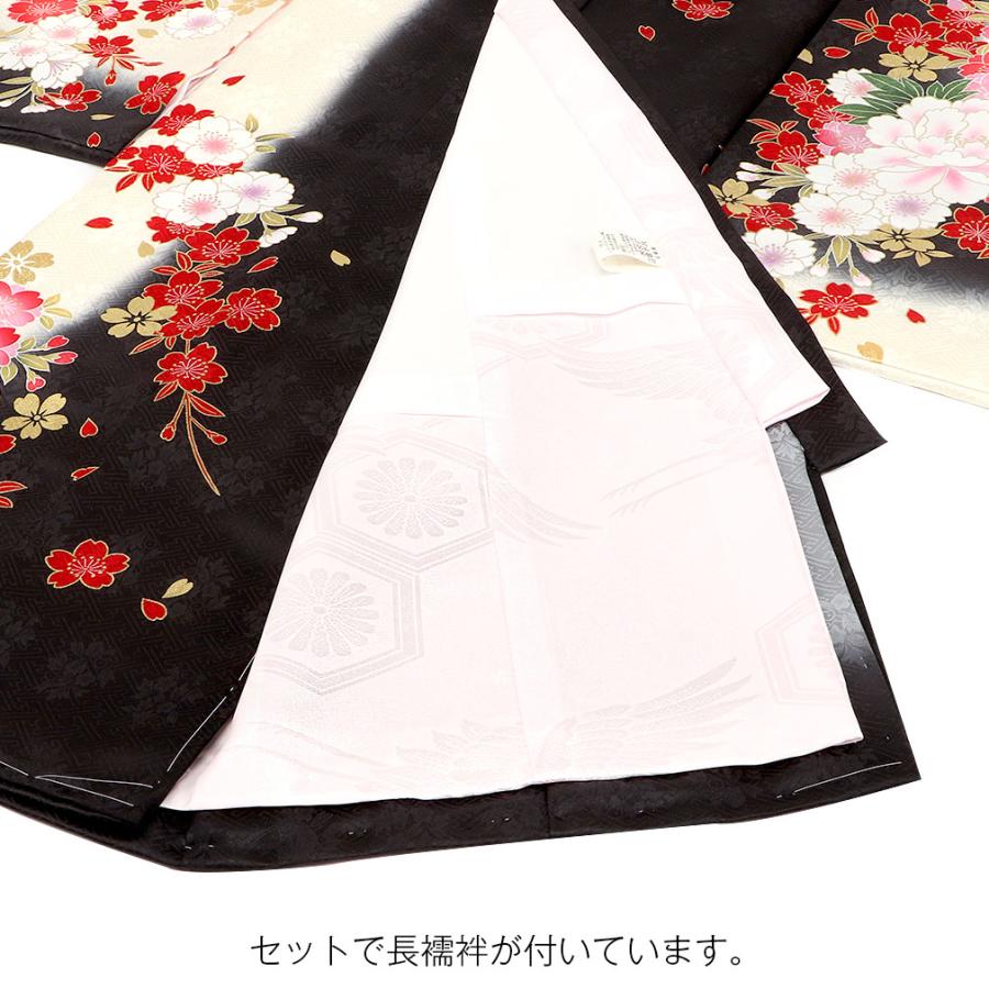 お宮参り 着物 女の子 服装 赤ちゃん 産着 掛け着 祝い着 初着 黒 鞠 牡丹 桜 正絹_5