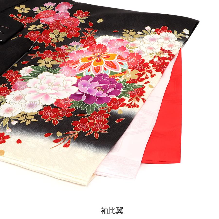お宮参り 着物 女の子 服装 赤ちゃん 産着 掛け着 祝い着 初着 黒 鞠 牡丹 桜 正絹_8