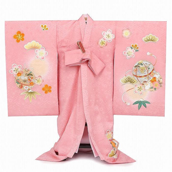 ぴ　新品お宮参り 産着 祝着のきもの　京友禅染　四季花王朝毬文ぼかし染 ぴ 新品お宮参り 産着 祝着のきもの 京友禅染 四季花王朝毬文