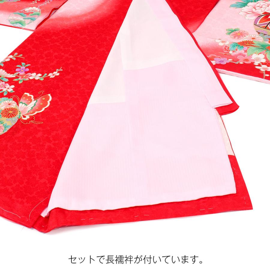 Kisste（キステ） お宮参り 着物 女の子 産着 赤 花車 御所車 束ね熨斗