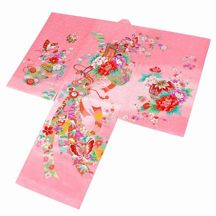 Kisste（キステ） お宮参り 着物 女の子 産着 桃 ピンク 花車 御所車