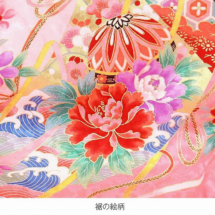 Kisste お宮参り 着物 女の子 産着 桃 牡丹 花籠 鞠 菊 正絹 Kisste お宮参り 着物 女の子 産着 桃 牡丹 花籠 鞠 菊 正絹