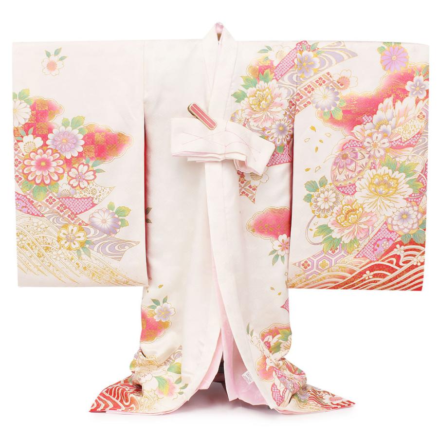 新品（純古典仕様）お宮参り 産着 祝着のきもの　京友禅染　豪華刺繍入り毬花鳥文 新品（純古典仕様）お宮参り 産着 祝着のきもの 京友禅染 豪華