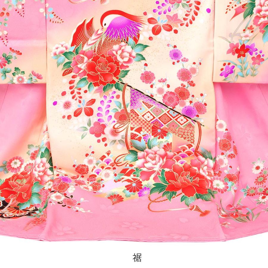 小紋　花模様　家屋　芙蓉　牡丹　桜　リーフ　着物　032a d 小紋花模様家屋芙蓉牡丹桜リーフ着物032a d