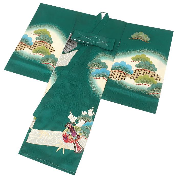Kisste（キステ） お宮参り 着物 男の子 産着 緑 鷹 束ね熨斗 鼓