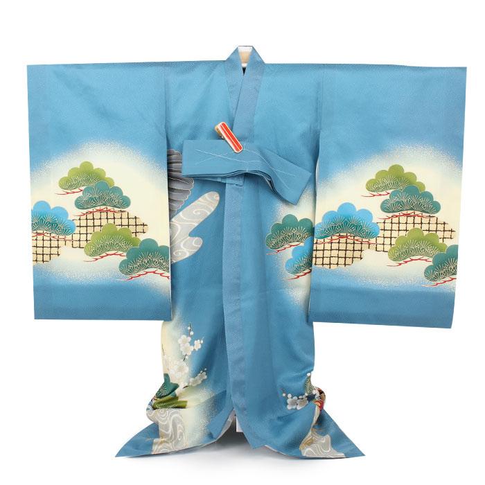 Kisste（キステ） お宮参り 着物 男の子 産着 青 水色 鷹 束ね熨斗 鼓