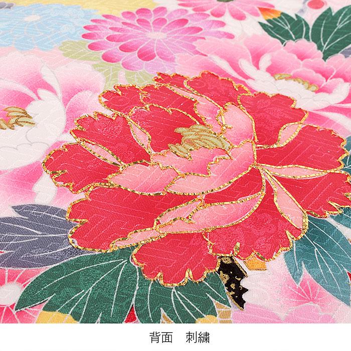 新品正絹産着（お祝着）最高級京友禅伝統染　豪華刺繍四季花祝い毬王朝扇面雪輪文 新品正絹産着（お祝着）最高級京友禅伝統多色染、刺繍、本