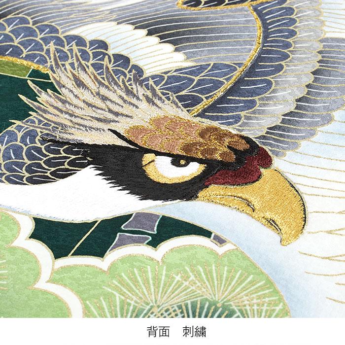 Kisste お宮参り 着物 男の子 産着 緑 鷹 龍 松 竹 小槌