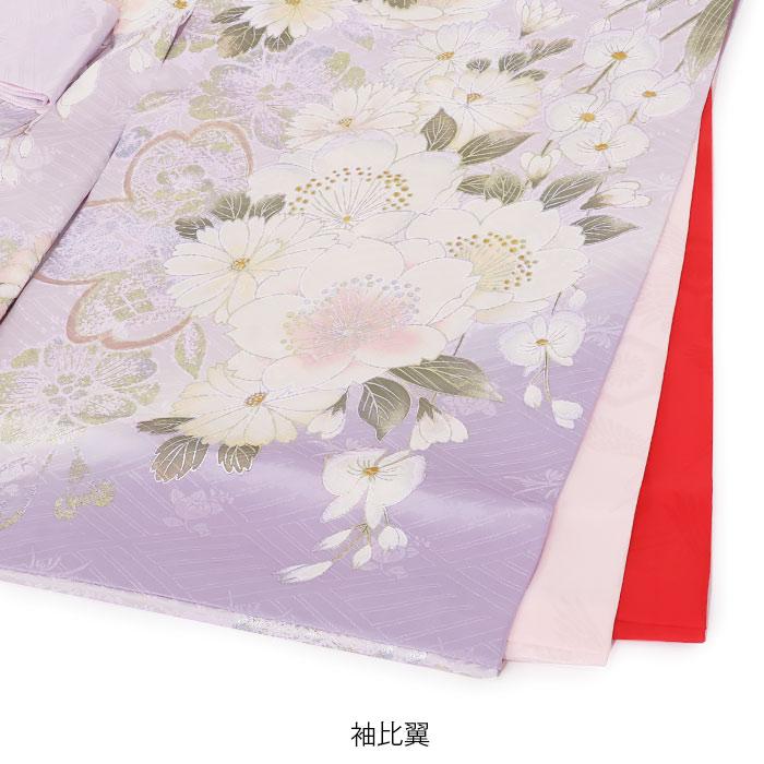 Kisste（キステ） お宮参り 着物 女の子 産着 藤色 銀 鞠 八重桜 牡丹
