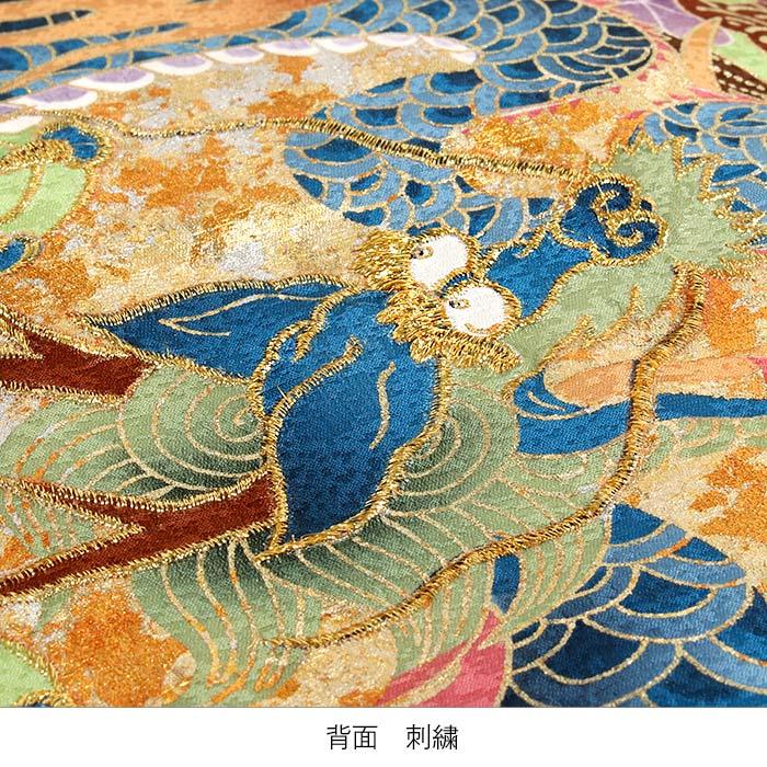 お宮参り 着物 男の子 絹 正絹 掛け着 産着 黒 龍 竜 辰 宝尽くし 松 友禅 刺繍 手描き 新品_2
