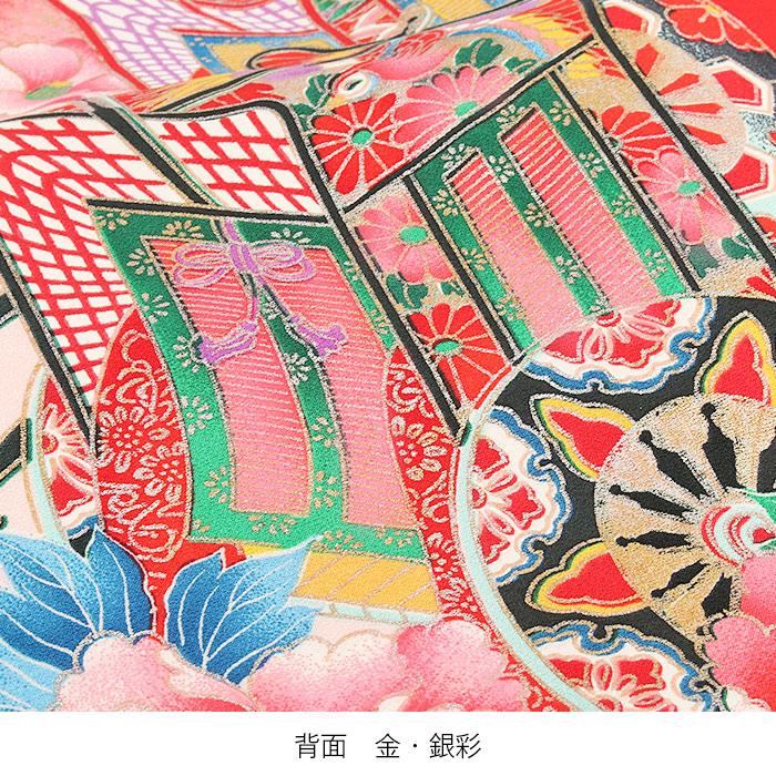 お宮参り 着物 女の子 産着 赤 桃 御所車 花車 おしどり 鞠 蝶 牡丹 梅 花紋 正絹 友禅 金彩 銀彩 箔づかい 新品 日本製_2
