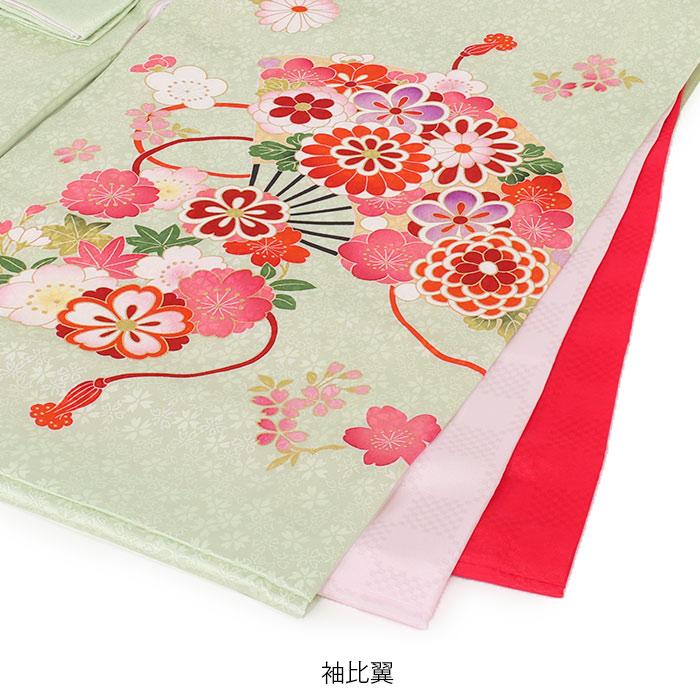 Kisste お宮参り 着物 女の子 産着 薄緑 鞠 花扇 万寿菊 桜 梅