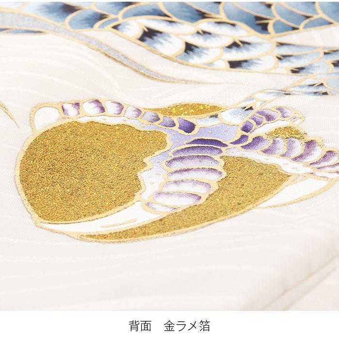 お宮参り 着物 男の子 産着 白 龍 辰 竜 昇龍 青龍 如意宝珠 伝統工芸品 立波 吉祥紋 正絹 友禅 金箔 銀箔 オーロラ箔 箔づかい 金彩 新品 日本製_4
