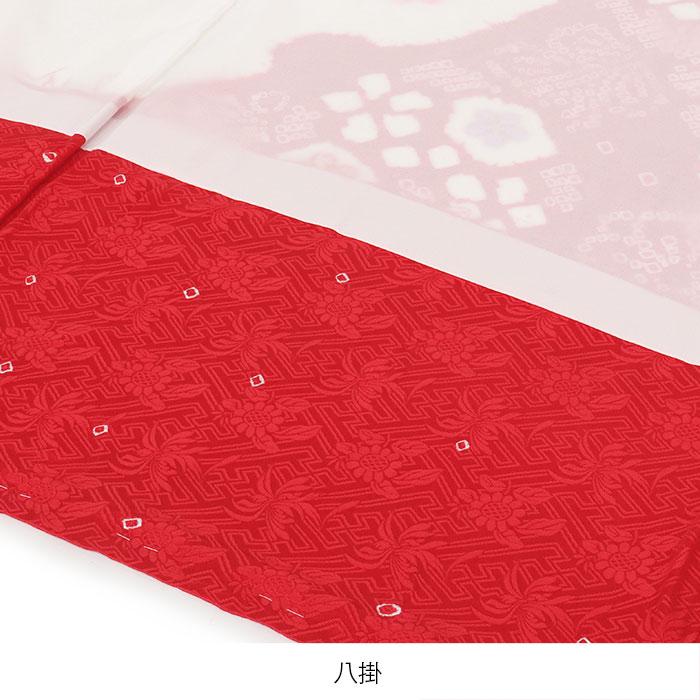 Kisste お宮参り 着物 女の子 産着 赤 白 桜 雪輪 辻が花 花丸