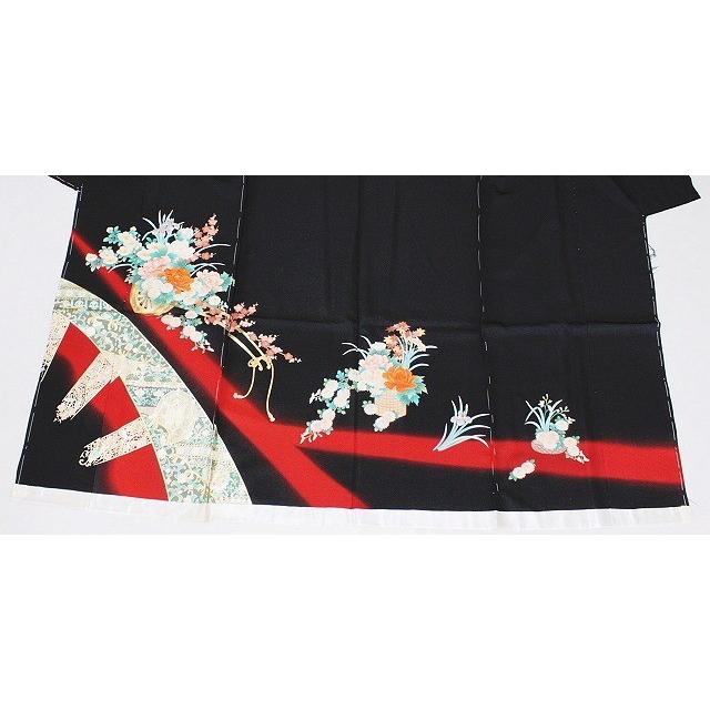 江戸褄 留袖 箔入り柄の正絹江戸妻 刺繍柄入りの未仕立黒留袖 当店在庫