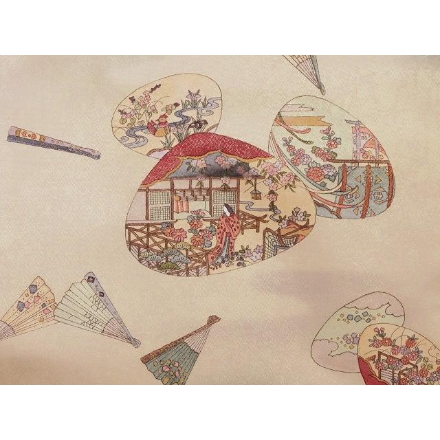平安絵巻柄 正絹袋帯 まっ茶色の帯 古典柄の帯 手描き 送料無料 U0003