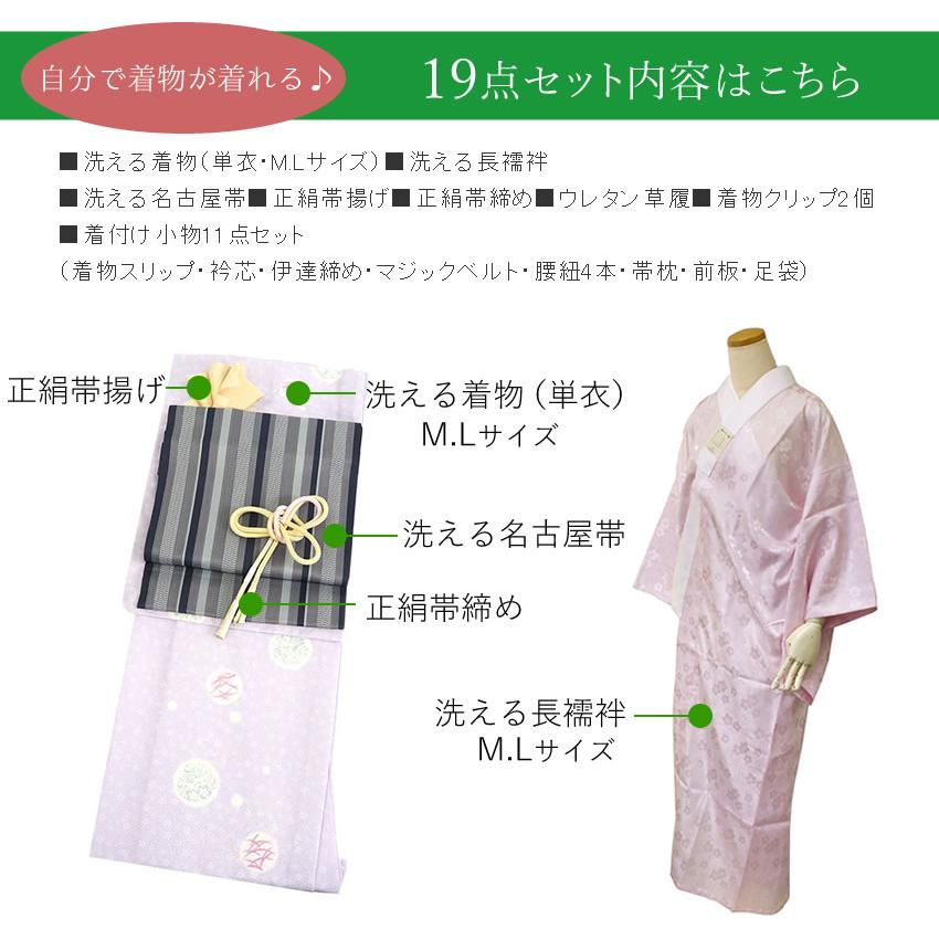 洗える着物 単衣 19点セット 春 秋 M L 送料無料 小紋 仕立て上がり