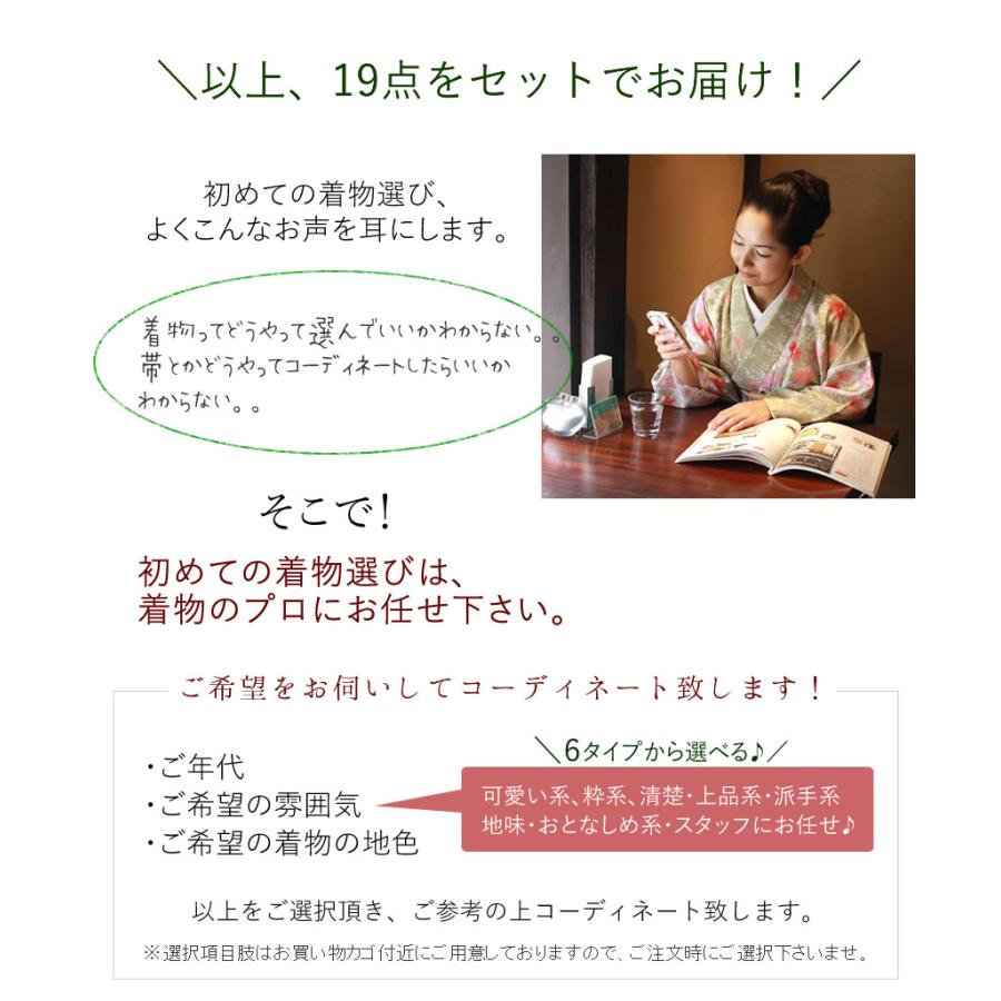 洗える着物  単衣 19点セット 春 秋 M L 送料無料 小紋 仕立て上がり 初心者 デビュー 福袋  稽古 着付 練習 着物 女性 レディース ひとえ きもの | ブランド登録なし | 07