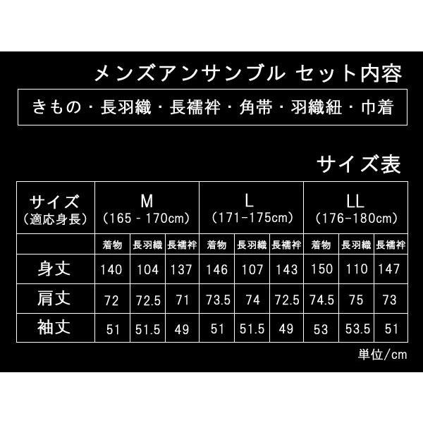 H.L（アッシュ・エル） 着物 男性 メンズ 6点 セット 茶系市松格子柄 