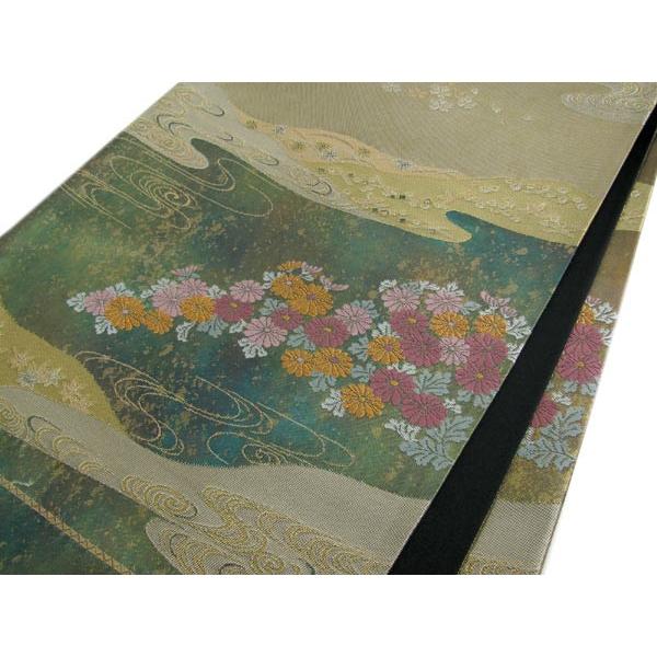 袋帯　お仕立て付　金箔地菊流水紋【HZ】（mw-a）｜kimono-kyoukomati｜03