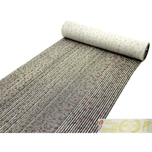 着物 小紋 反物 正絹 反物のみ 丹後ちりめん オフホワイト地黒縞