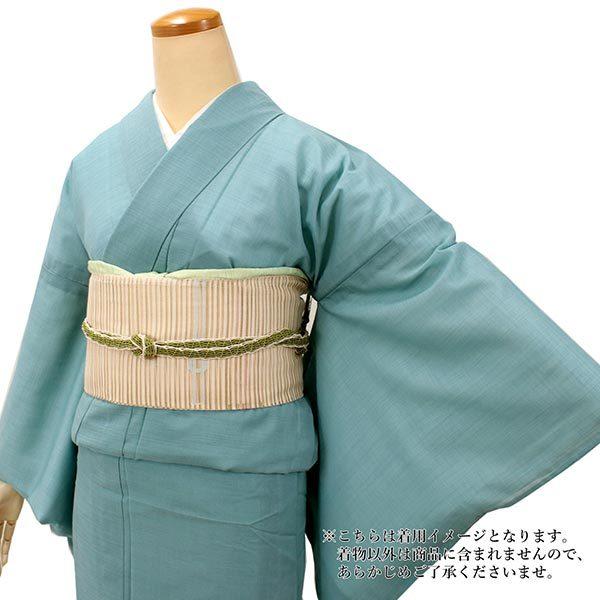 色無地 洗える 着物 仕立て上り レディース 女性 縦紗 M L 青緑色