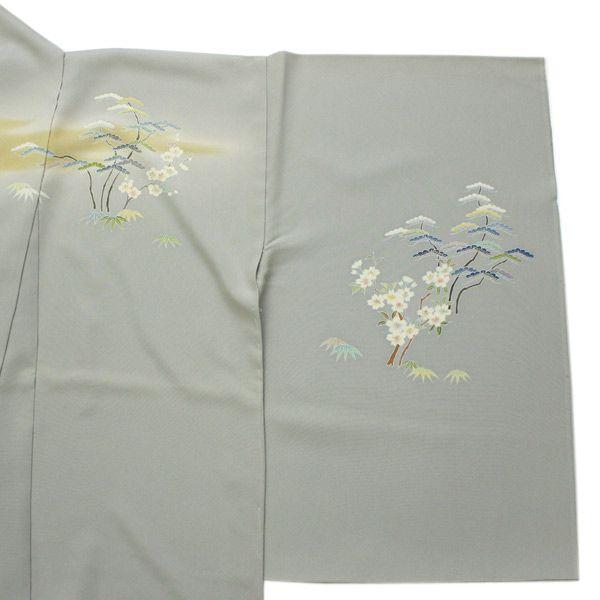 正絹訪問着 未仕立て 仮絵羽 薄グレー地雲ぼかしに茶屋辻模様 : 京都 