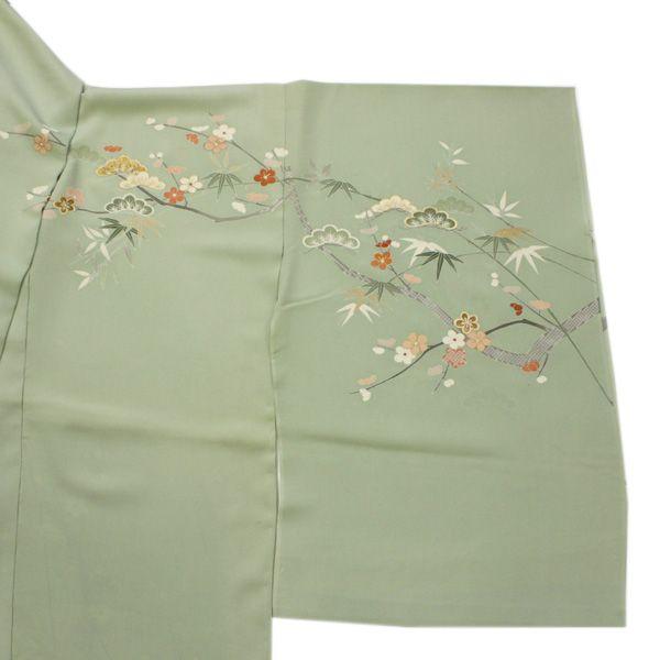 仮絵羽　訪問着　正絹　華文　唐草花　薄緑 仮絵羽 訪問着 正絹 華文 唐草花 薄緑 仮絵羽 訪問着 正絹 華文 唐草花