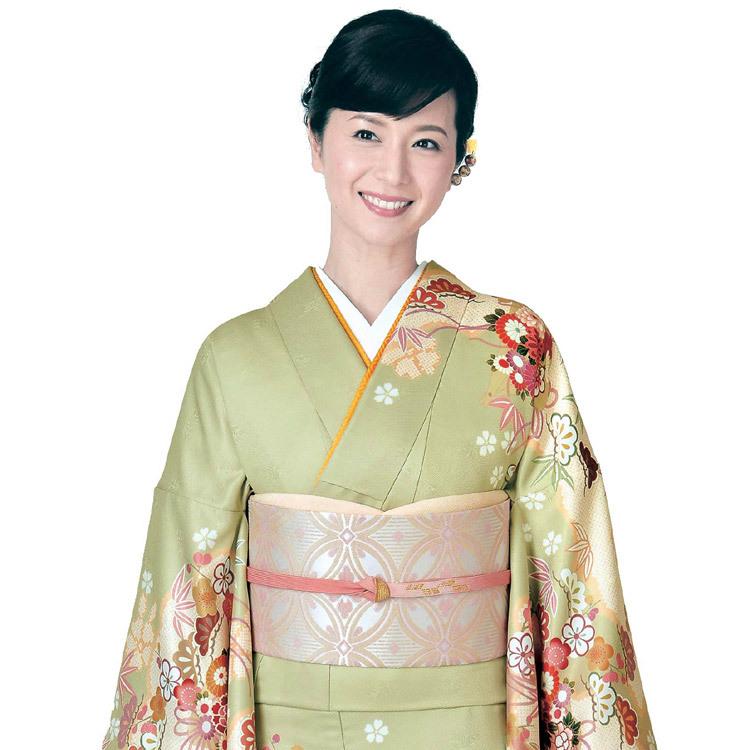 H.L（アッシュ・エル） 訪問着 5点セット 洗える 渋黄緑地 吉祥花薬玉