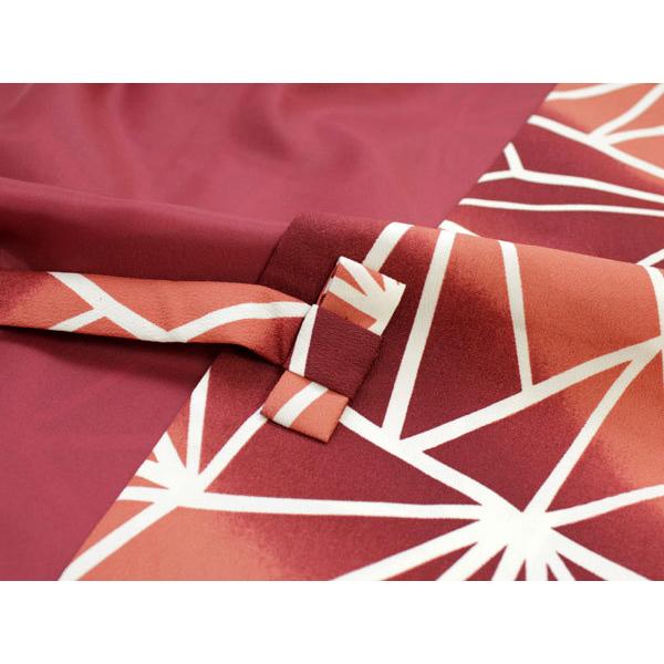 着物 オリジナル 洗える道中着コート】朱赤地麻の葉柄 M/L 女性 女物