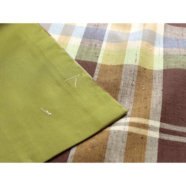 正絹着物 仕立上り 単品 ブラウン系格子柄 フリーサイズ 紬 袷 女性