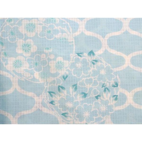 超美品　綿麻　浴衣 着物　夏物　164 ISETAN 三勝染　白　水色　トール 新作綿 水玉 浴衣 レディース 3点セット 大人 セット 4点セット