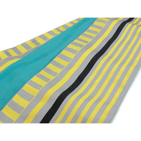 浴衣 帯 レディース 単品 大人 リバーシブル 半幅帯 黄グレー×黒