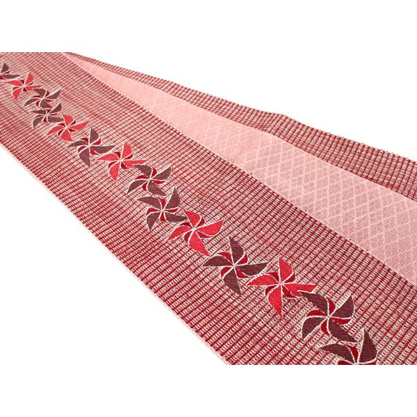 浴衣 帯 長尺 レンガ色 風車 浴衣帯 レディース 女性 仕立上り 長め