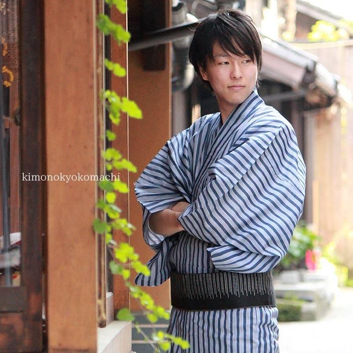 浴衣 メンズ 単品 送料無料 あすつく M L Llサイズ 紺地縞 仕立上がり大人男性ゆかた ブランド 室町物語 変わり織 Kz Ktお 0270 京都 きもの京小町 通販 Yahoo ショッピング