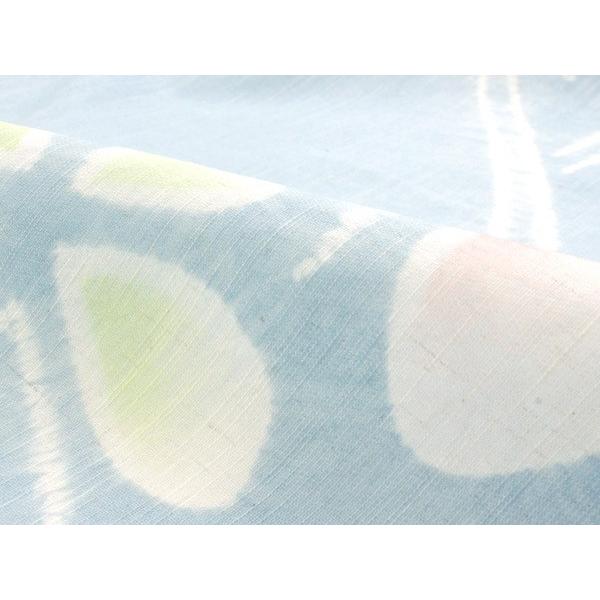 浴衣 単品 レディース 綿麻 水色 蝶々 京都 帽子絞り 仕立て上り プレタ 絞り 大人 レトロ 夏着物 夏の画像