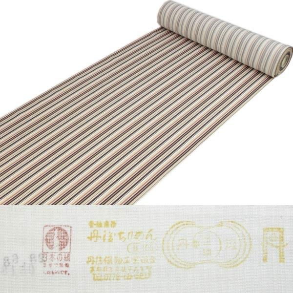 正絹小紋反物 フルオーダーお仕立て付き ベージュ系地細ストライプ柄 モダンデザイン 単品 女性 レディース 送料無料の画像