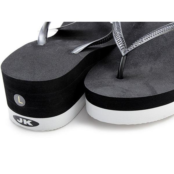 ビーチサンダル レディース M L LL 白黒 トング 厚底サンダル ウェッジ