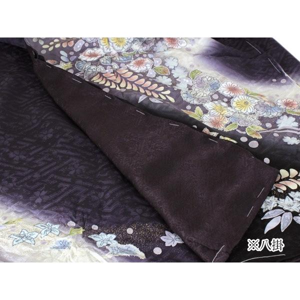 訪問着 正絹 未仕立て 仮絵羽 黒 紫 辻が花訪問着 単品 ガード加工