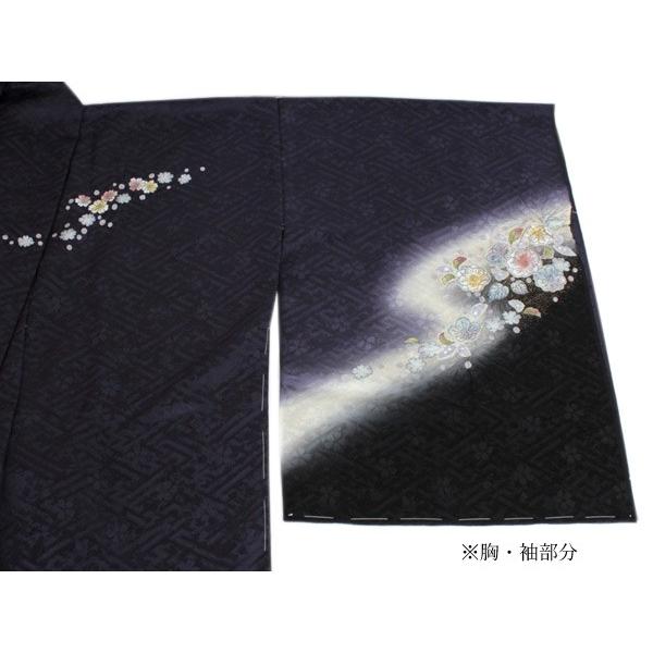 訪問着 正絹 未仕立て 仮絵羽 黒 紫 辻が花訪問着 単品 ガード加工