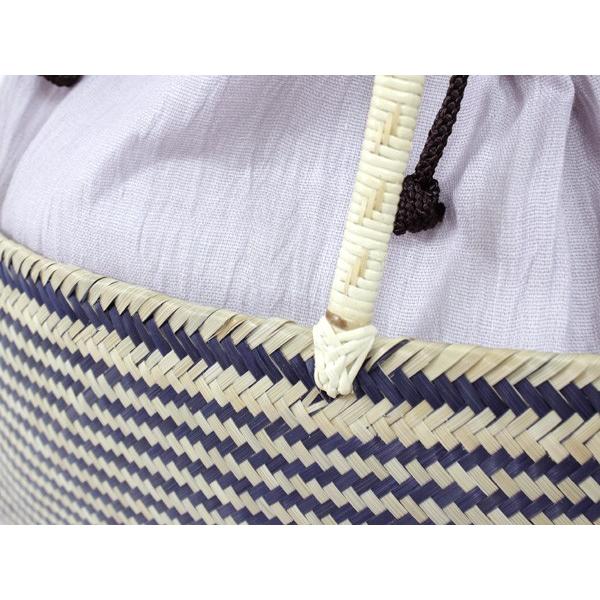 かごバッグ レディース 夏 バッグ 単品 浴衣 竹 編み ネイビー かご 薄紫 巾着 女性 バッグ カゴ 籠 きんちゃく 手提げ_1