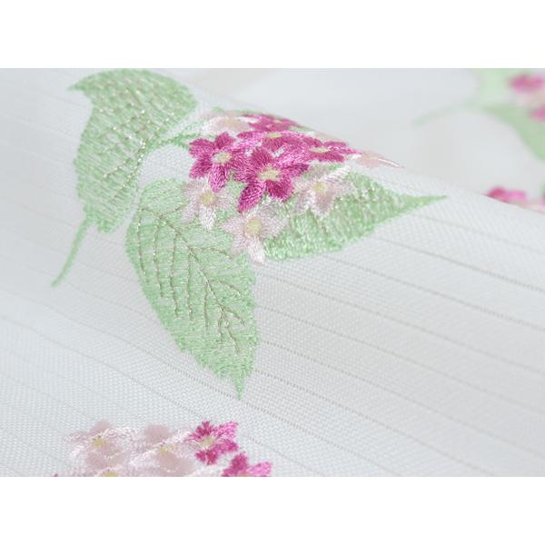 シルック 半衿 絽 刺繍 東レシルック 夏 ホワイト ピンク 紫陽花