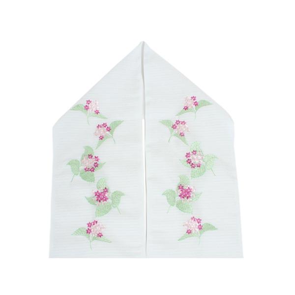 シルック 半衿 絽 刺繍 東レシルック 夏 ホワイト ピンク 紫陽花